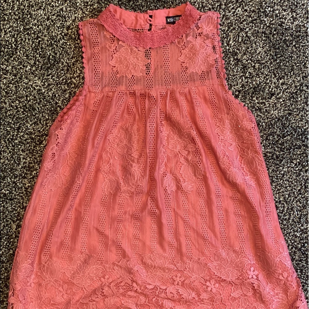 Lace overlay coral top